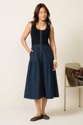 Women's Susannah Scoop Neck Twofer Midi dress