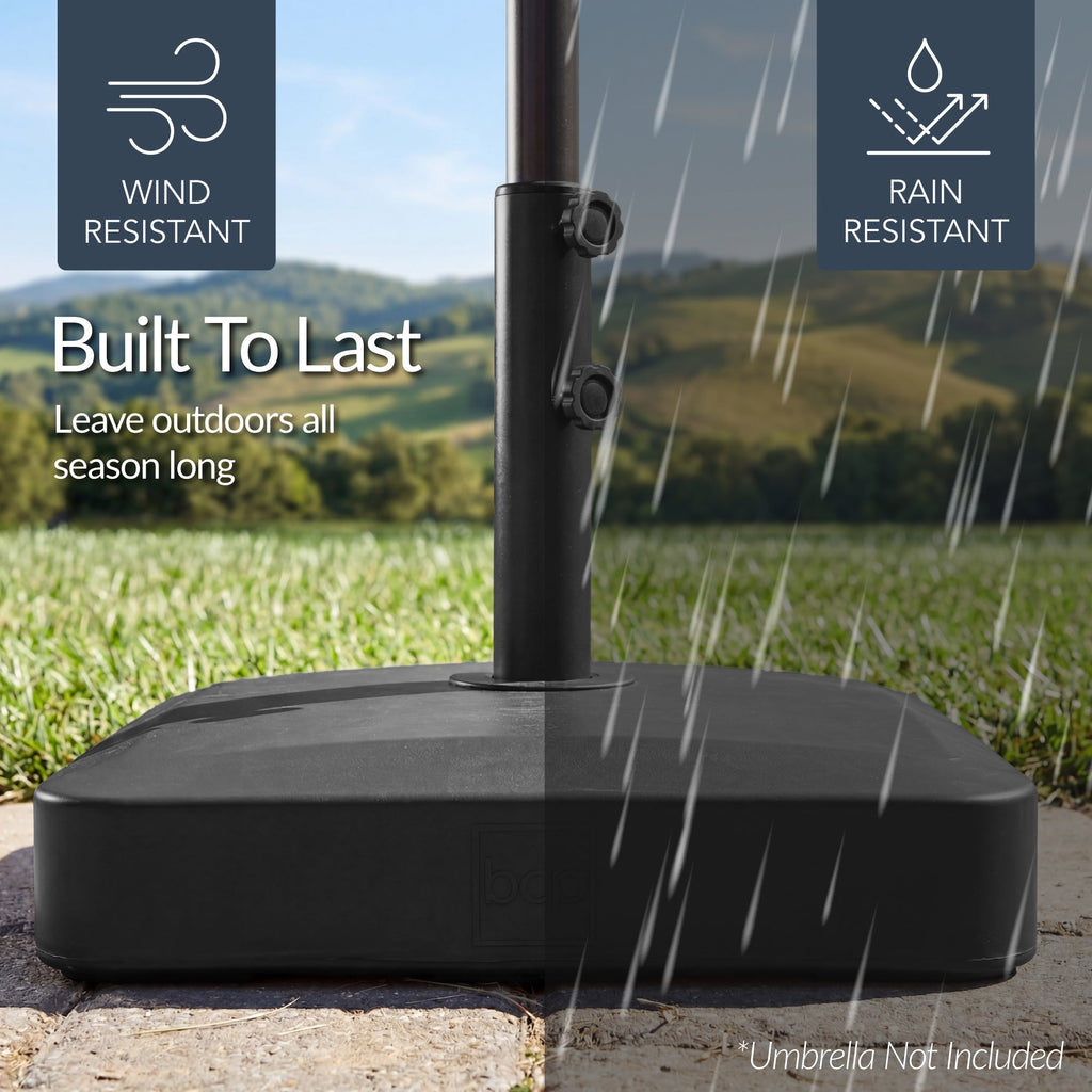Best Choice Products Fillable Plastic Patio Umbrella Base Stand, Pole Holder w/ Adjustment Knob, Asscher Design - Black