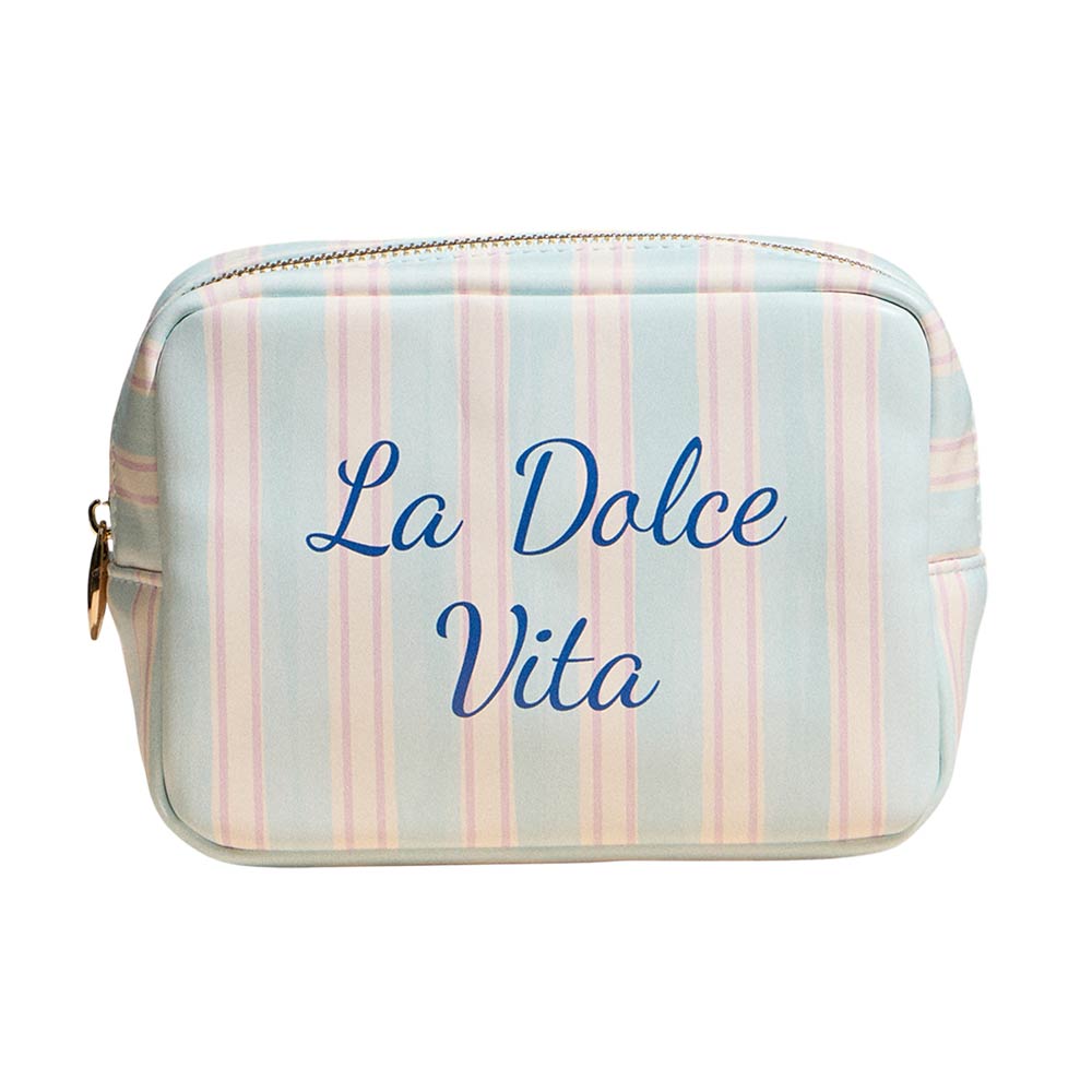LA DOLCE VITA Striped Print Portable Cosmetic Pouch Bag