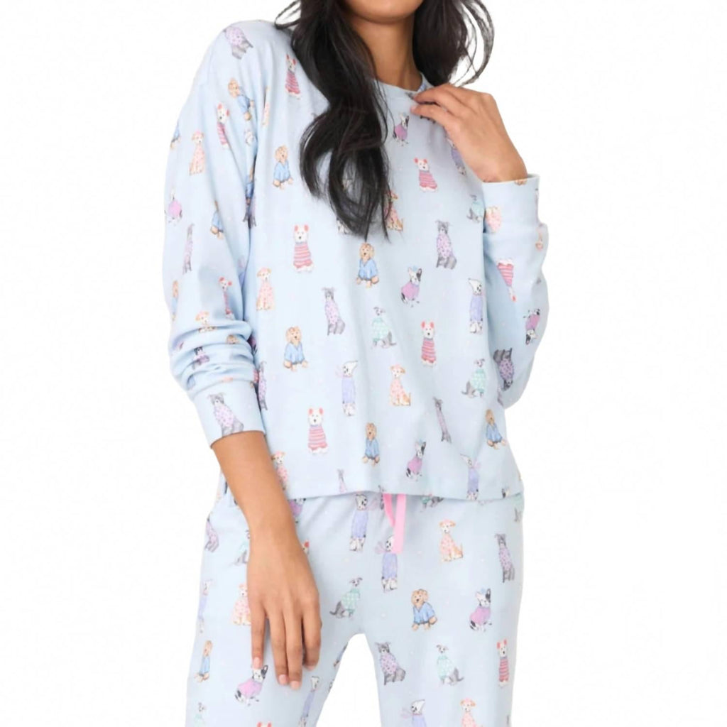 Doggone Cold Long Sleeve Top In Blue Haze