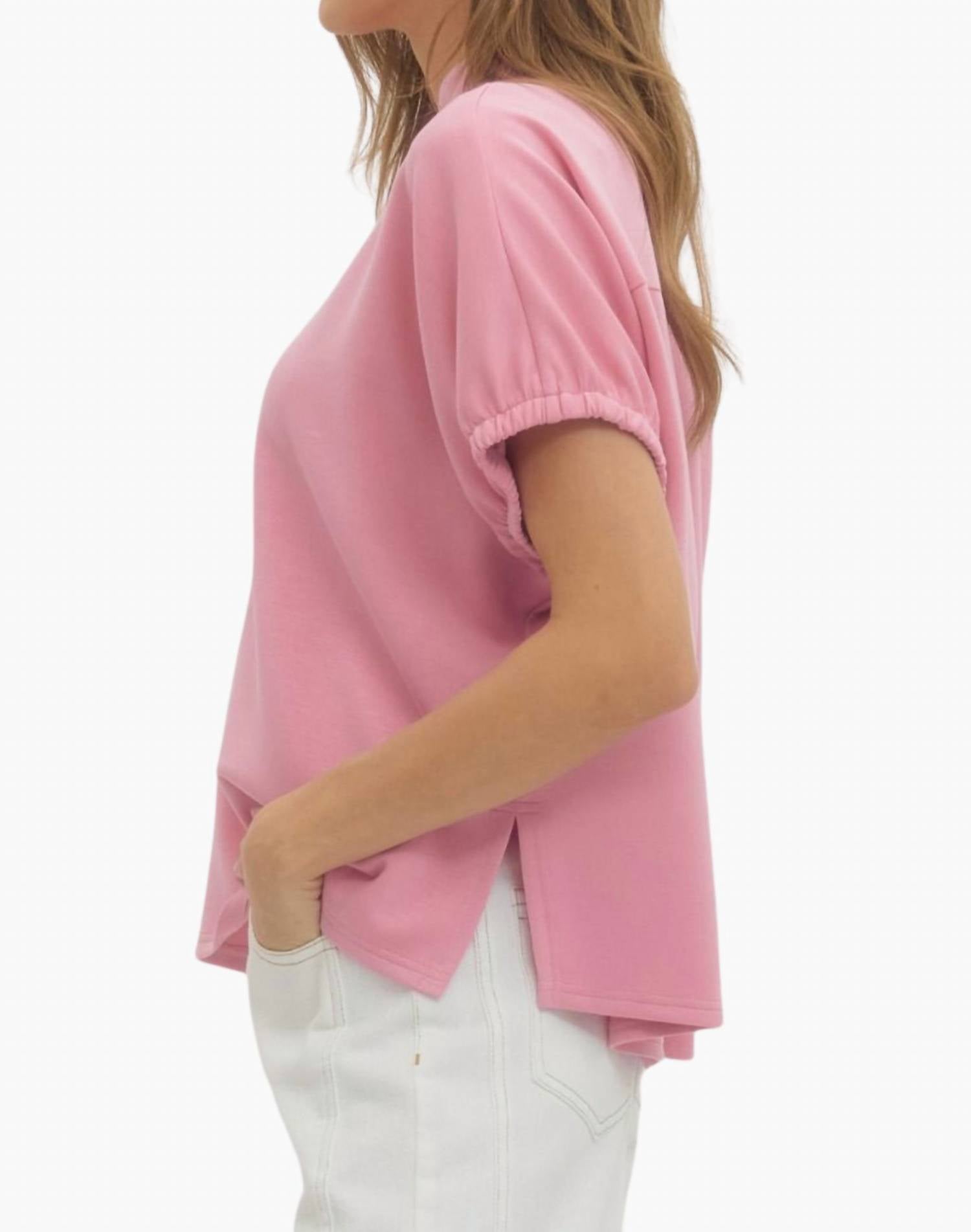 Collins Collared Top In Dusty Pink
