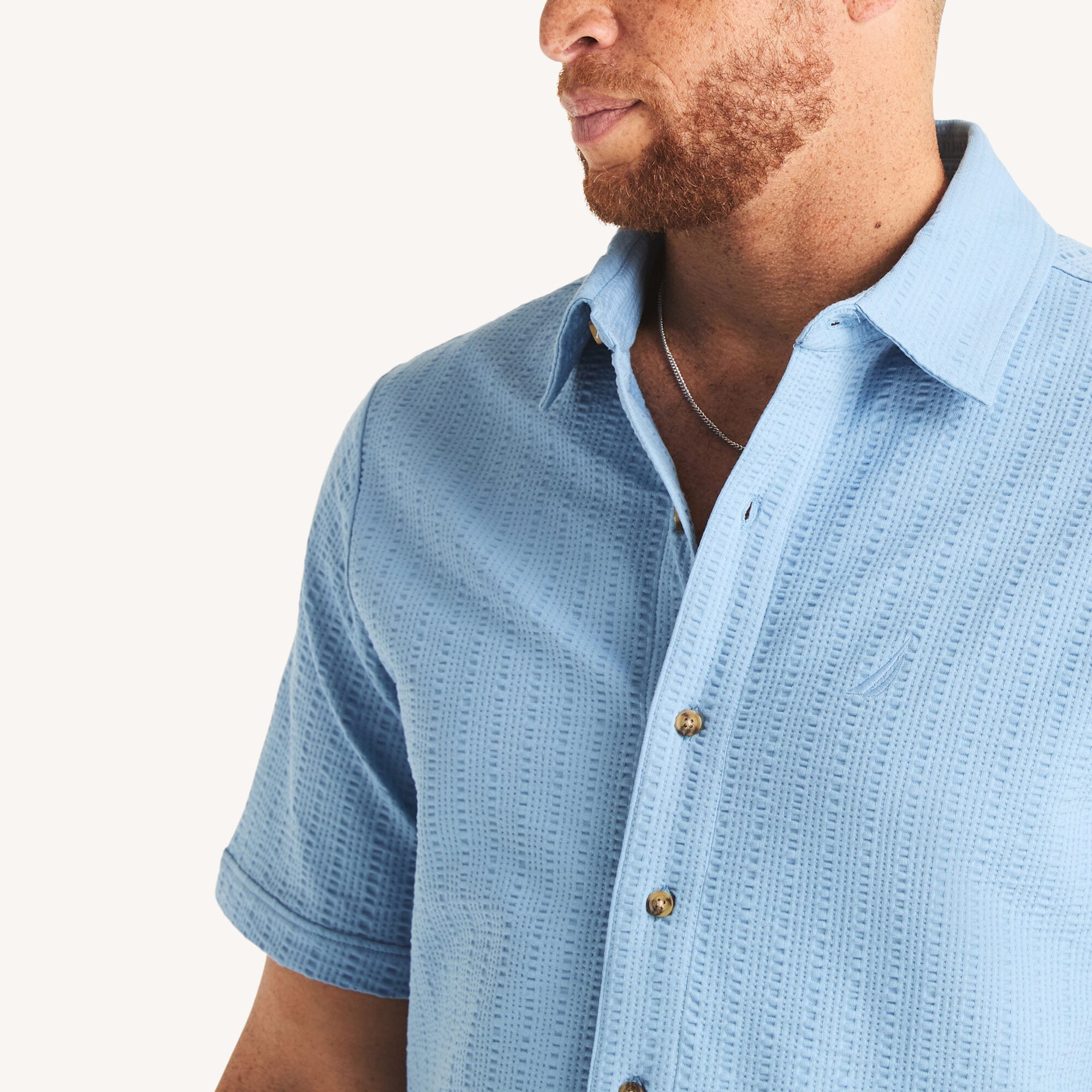Nautica Big & Tall Classic Fit Seersucker Button-Front Polo
