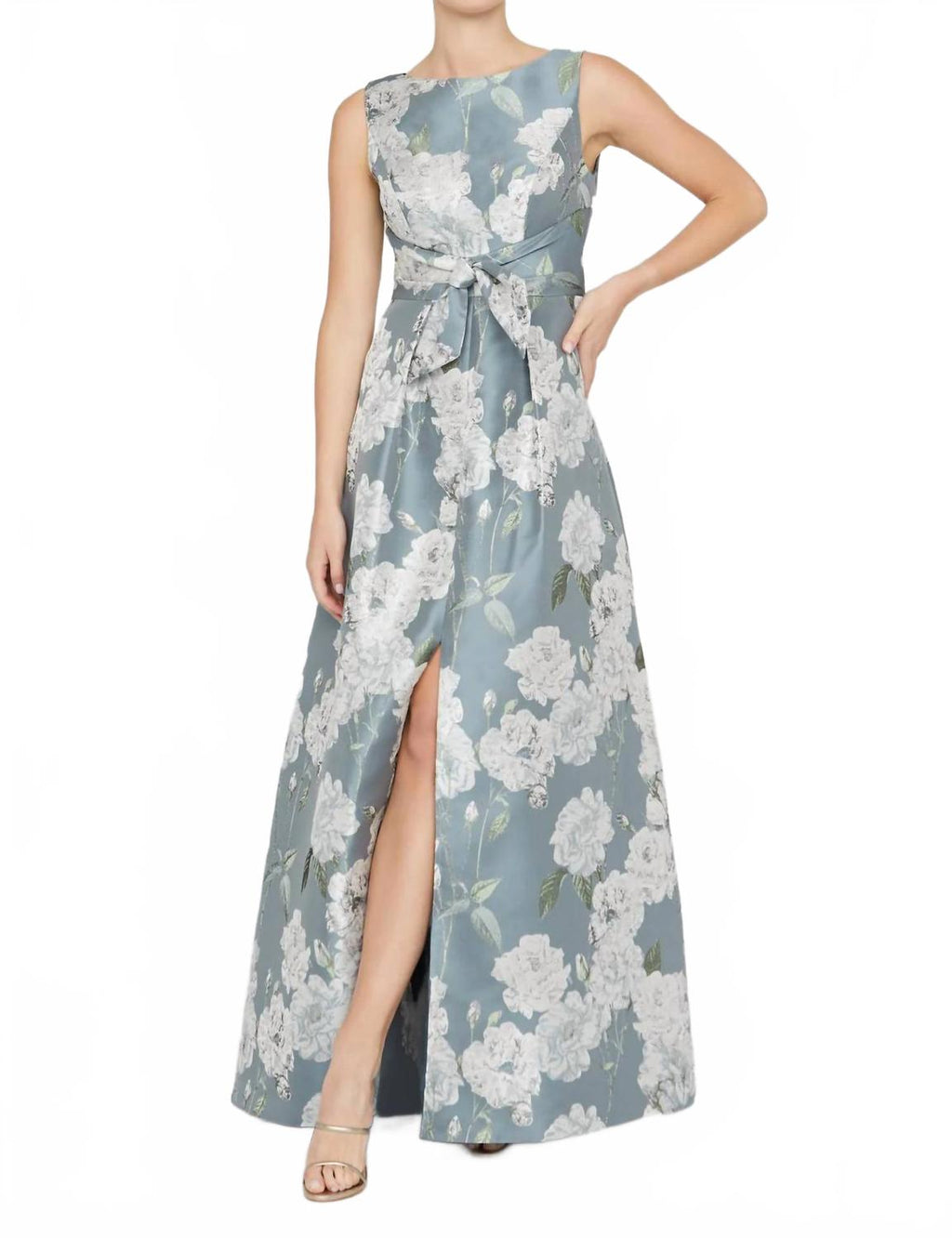 Lilianna Floral Gown In Slate