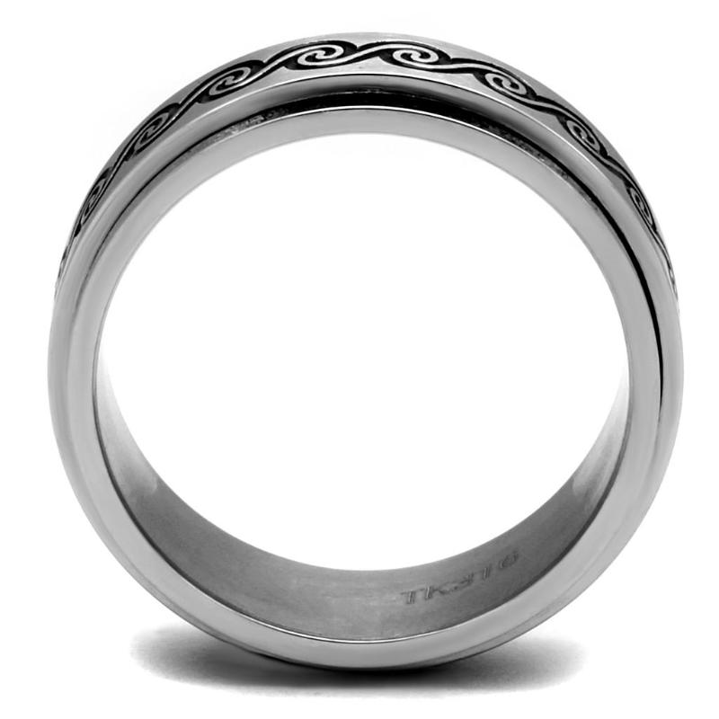 High polished (no plating) Stainless Steel Ring with Epoxy in Jet