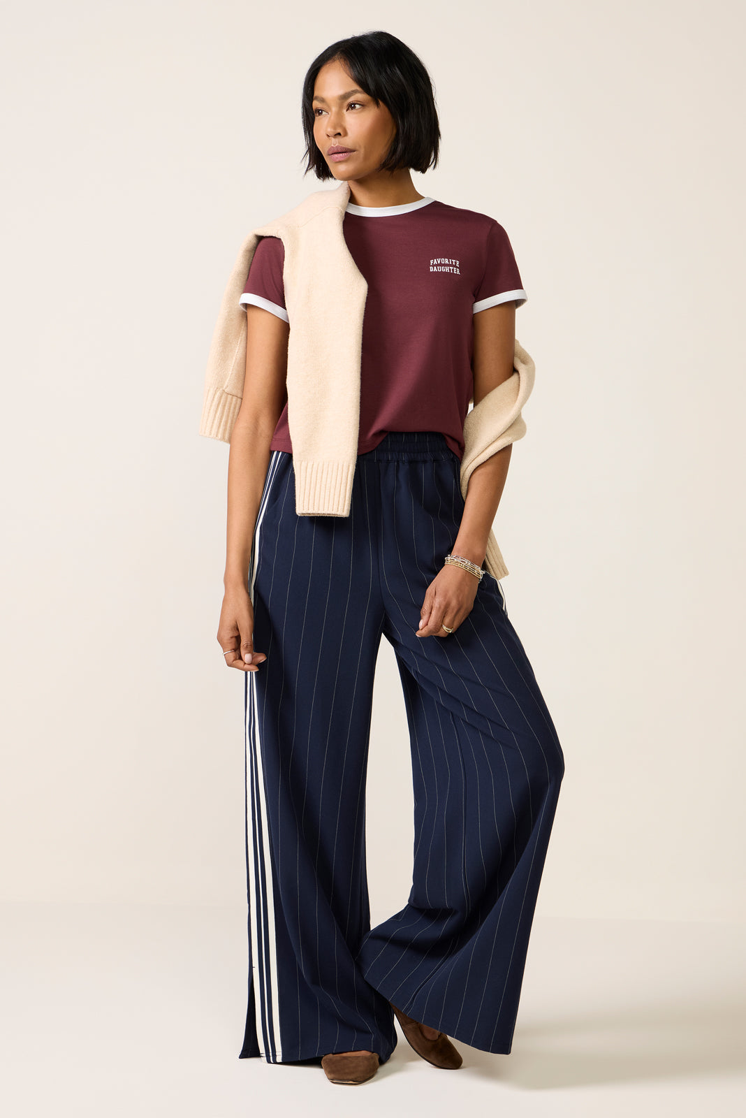 Women's Chest Logo Cropped Ringer T-Shirt