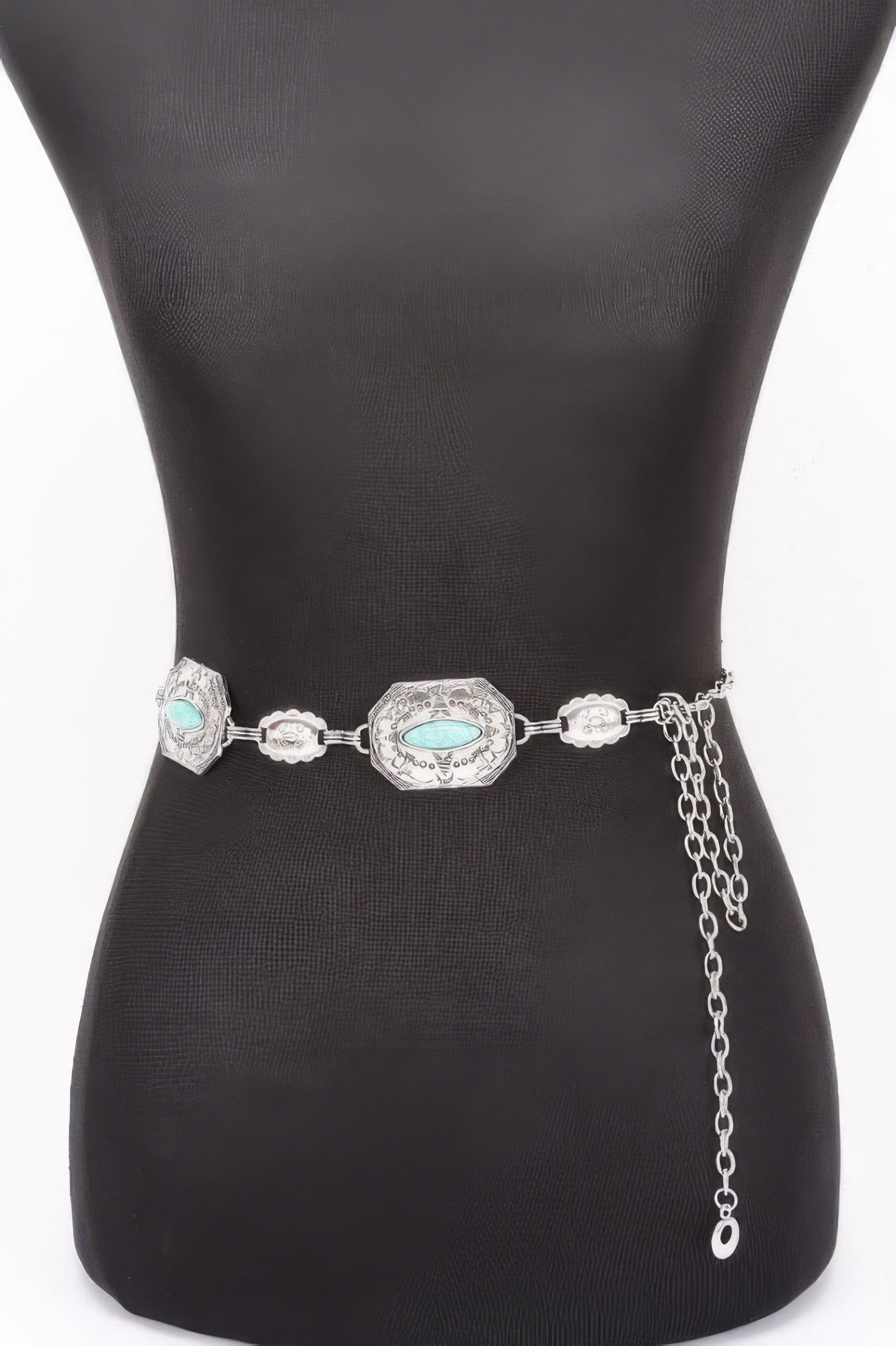 Western Style Chain Belt with Turquoise Accent