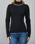 Marta Pearl Turtleneck Top In Black