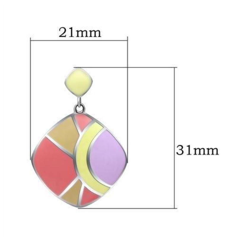 High polished (no plating) Stainless Steel Earrings with Epoxy in No Stone