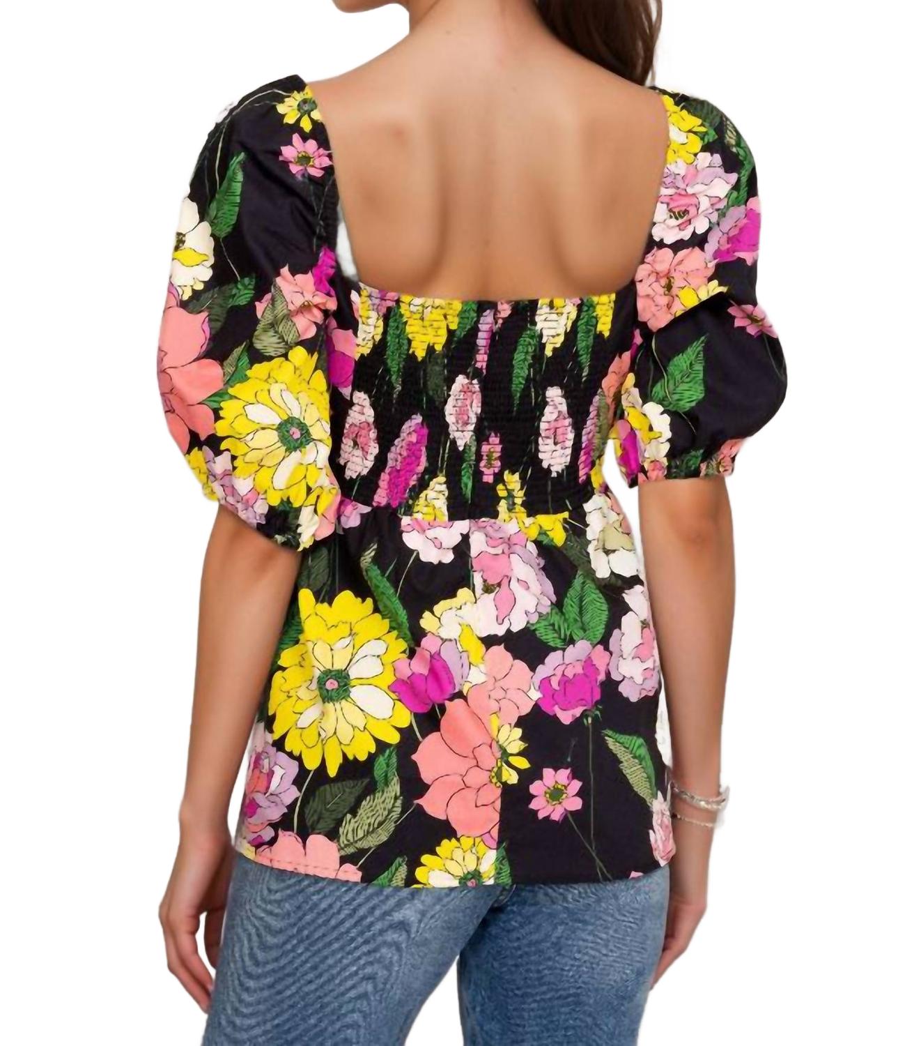 Marisol Blouse In Multi (Yellow, Pink, Green Tones)