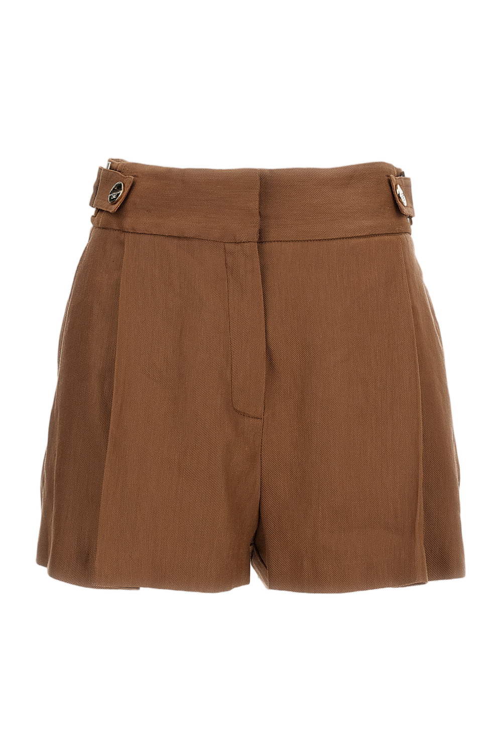 Tan Brown Linen Blend Shorts