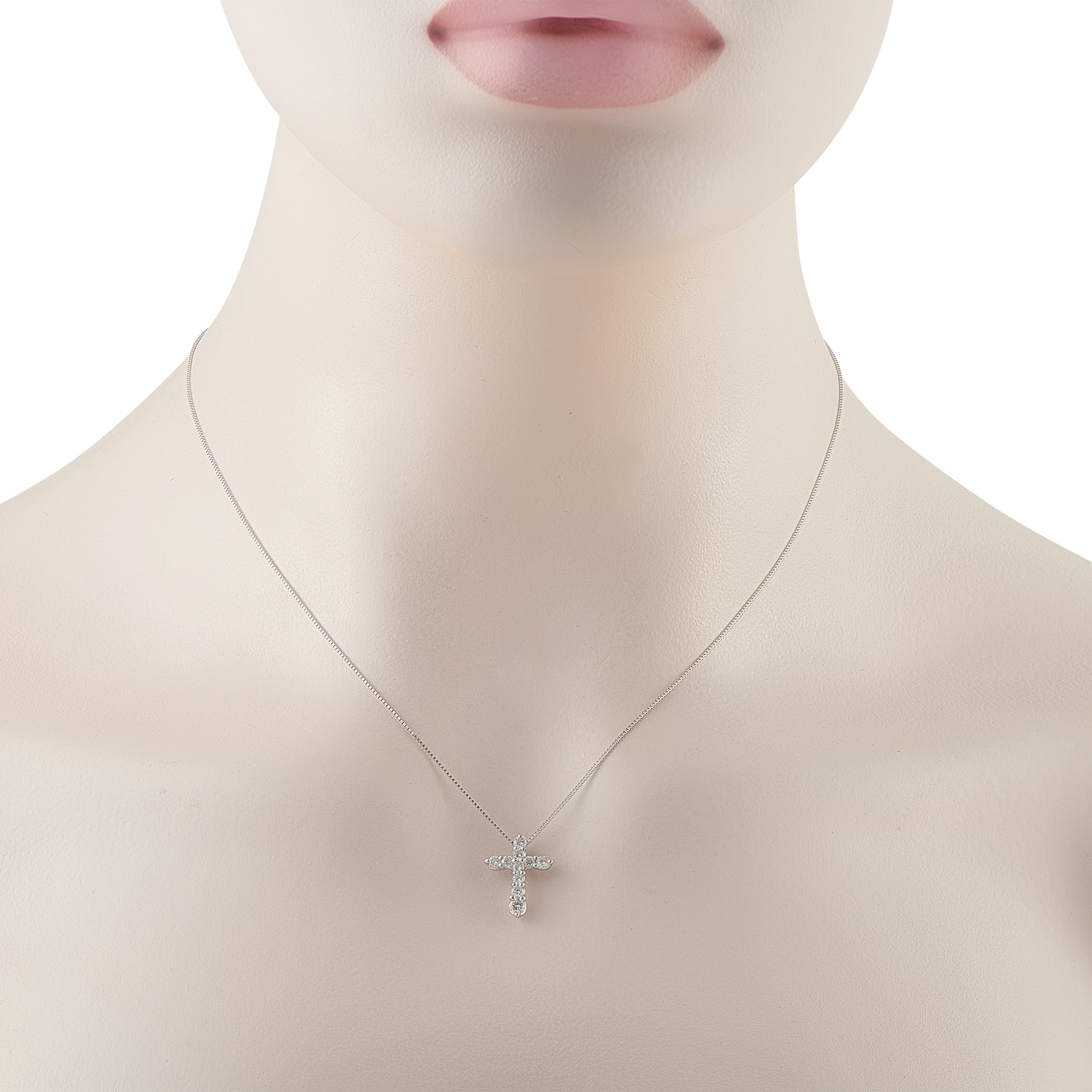 LB Exclusive Platinum 0.50ct Diamond Cross Pendant Necklace MF21-041426