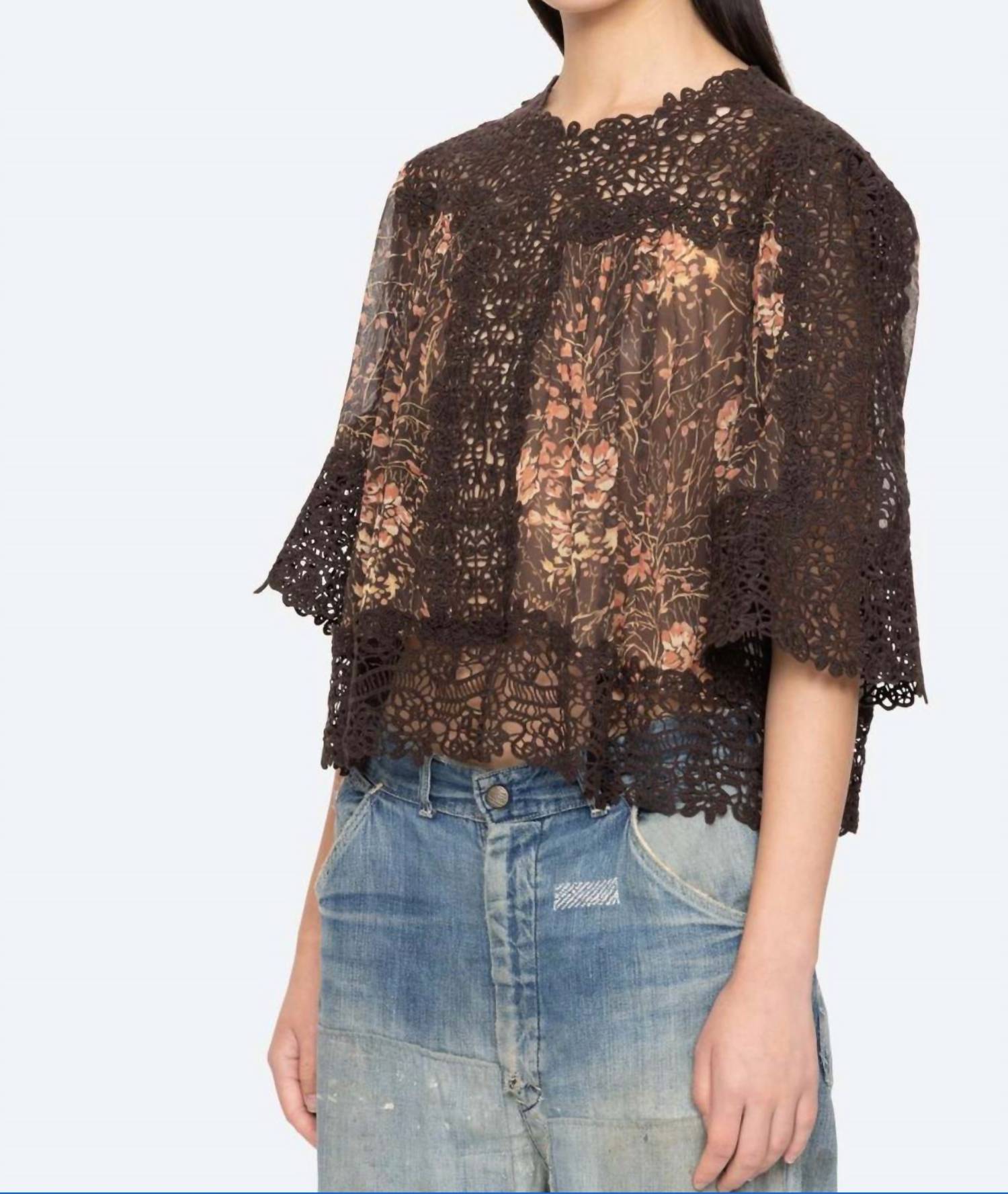 Luisa Print Top In Brown
