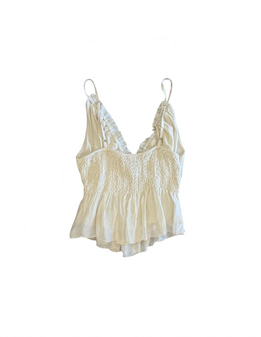 Bacio Smocked Ruffle Camisole Top In Cream