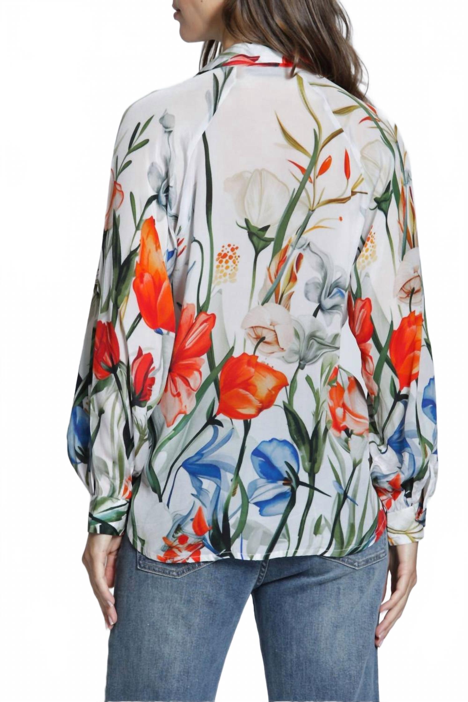 Half-Placket Pullover Blouse In Whispers In Bloom
