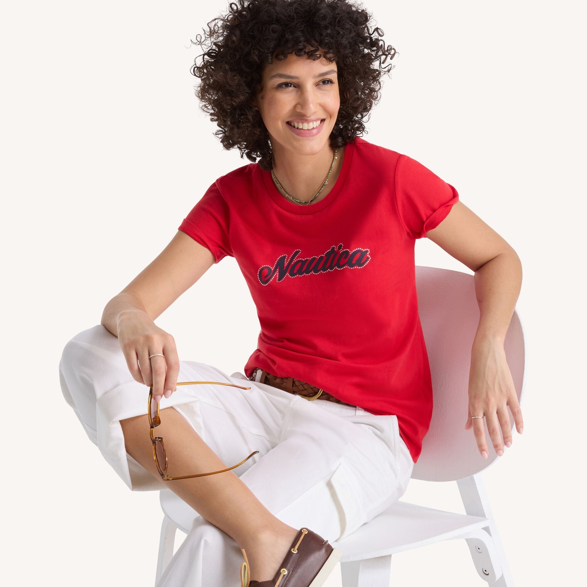 Nautica Womens Foil Heritage Logo Graphic T-Shirt