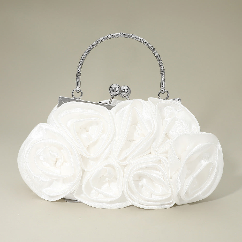 Floral Top Handle Evening Clutch Crossbody Bag