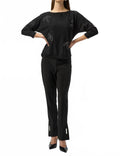 Pullover With Iron-On Bow Detail Top In Black