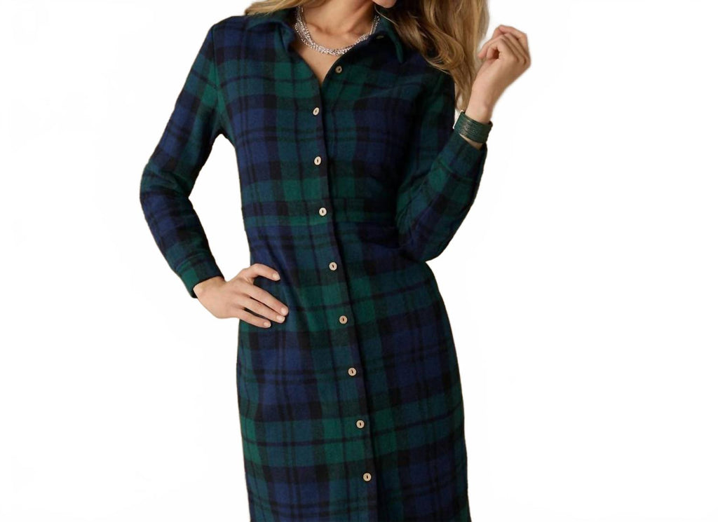 Harris Maxi Dress In Black Watch Plaid