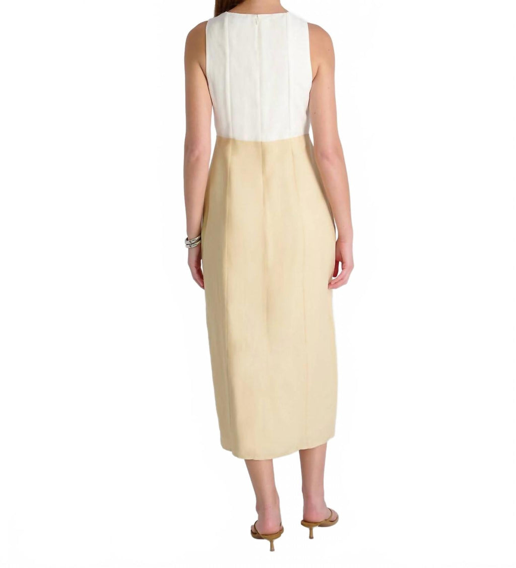 Cooper Linen V-Neck Midi Dress In White