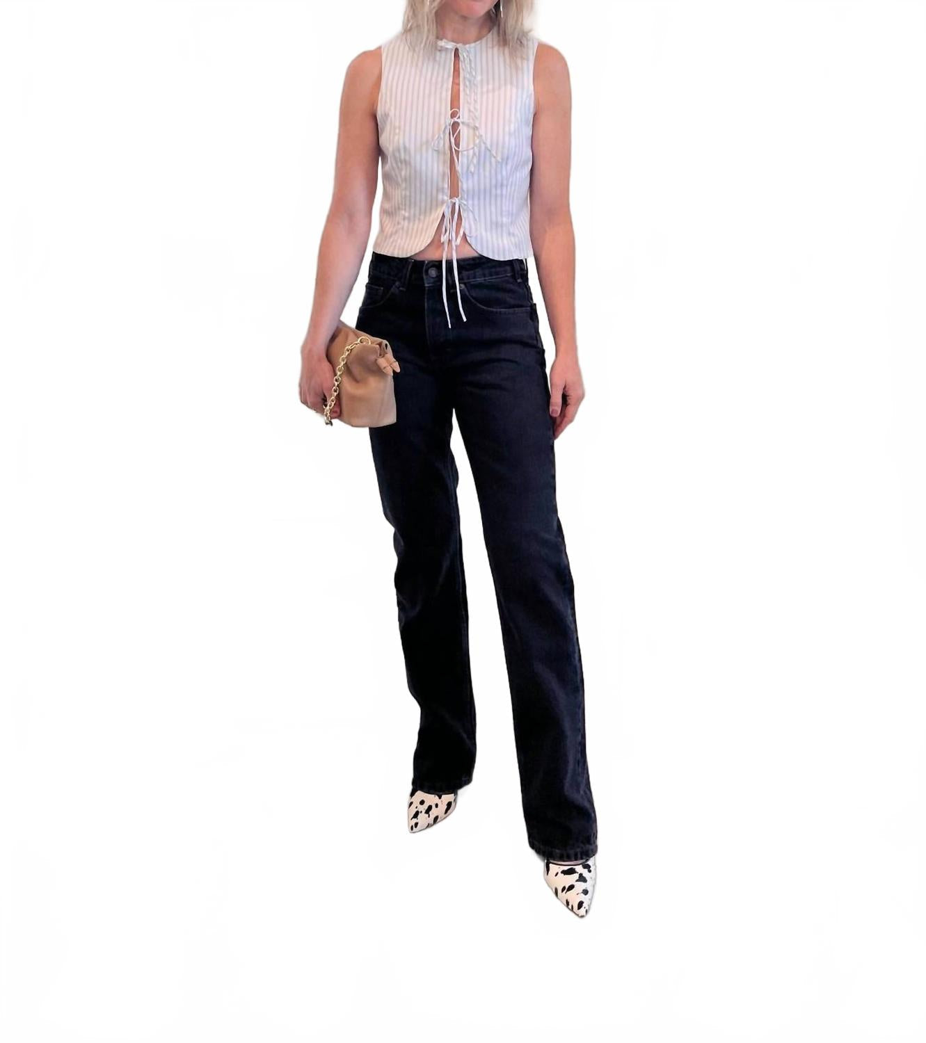 Sisli Mid Rise Straight Leg Jeans In Black