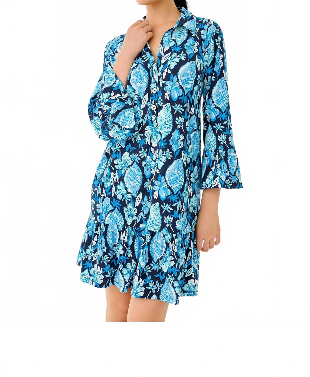 Delany Shirt Dress In Seashell Splendor