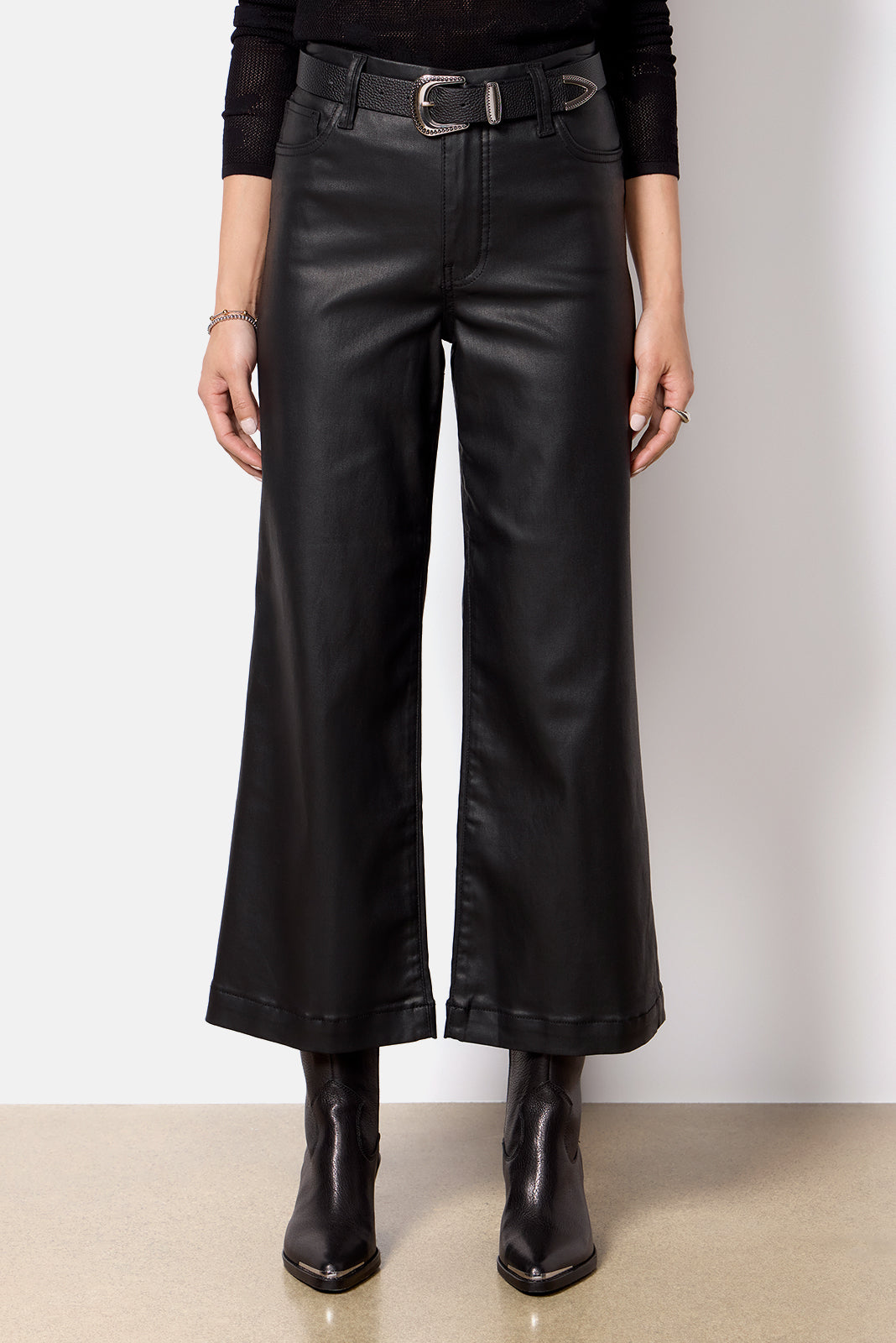 Women's Petite Coated Meg Wide Leg Pants