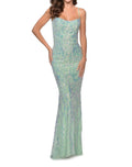 Floral Iridescent Sequin Prom Dress In Mint