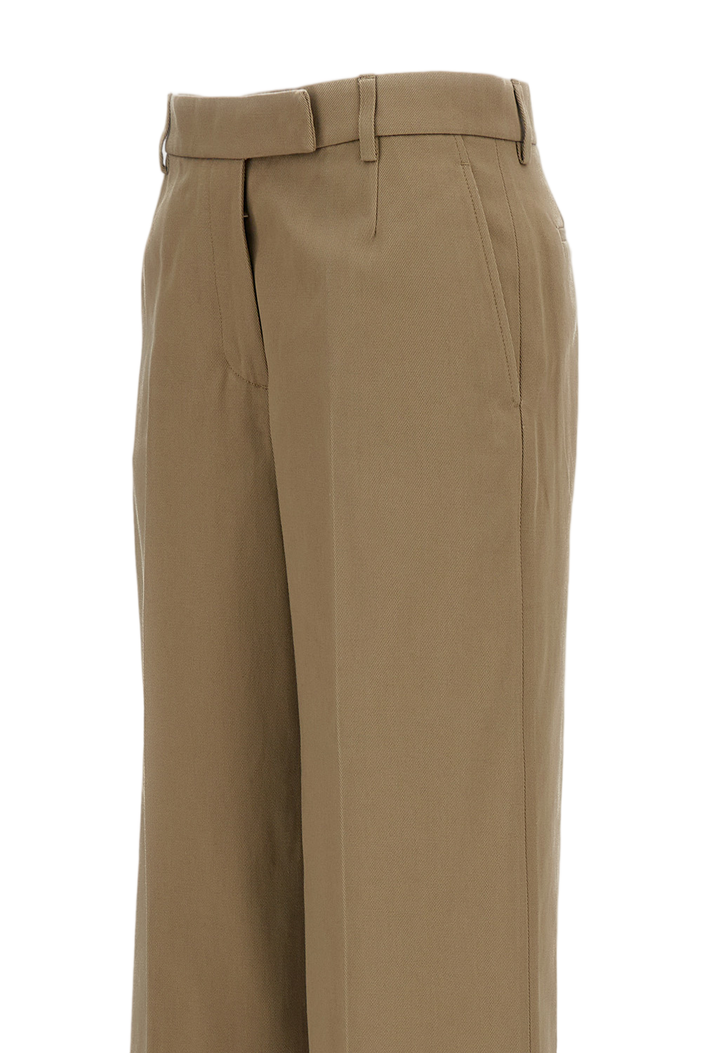 Beige Cotton Gabardine Chino Trousers