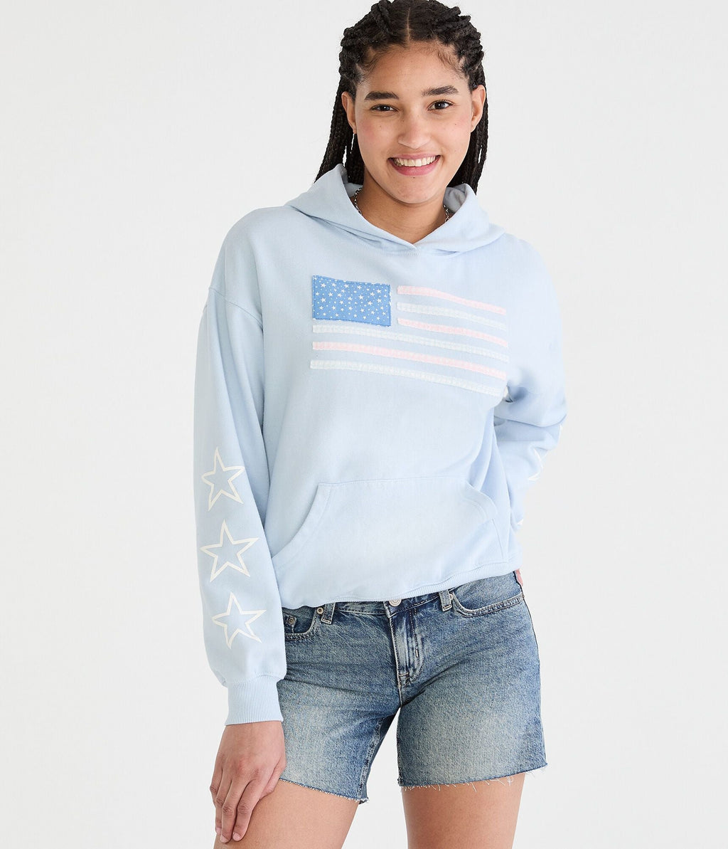 Aeropostale Cloud Soft Flag Americana Pullover Hoodie