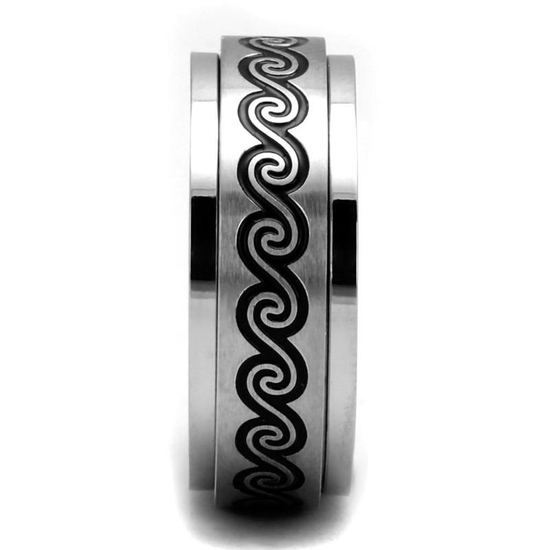 High polished (no plating) Stainless Steel Ring with Epoxy in Jet