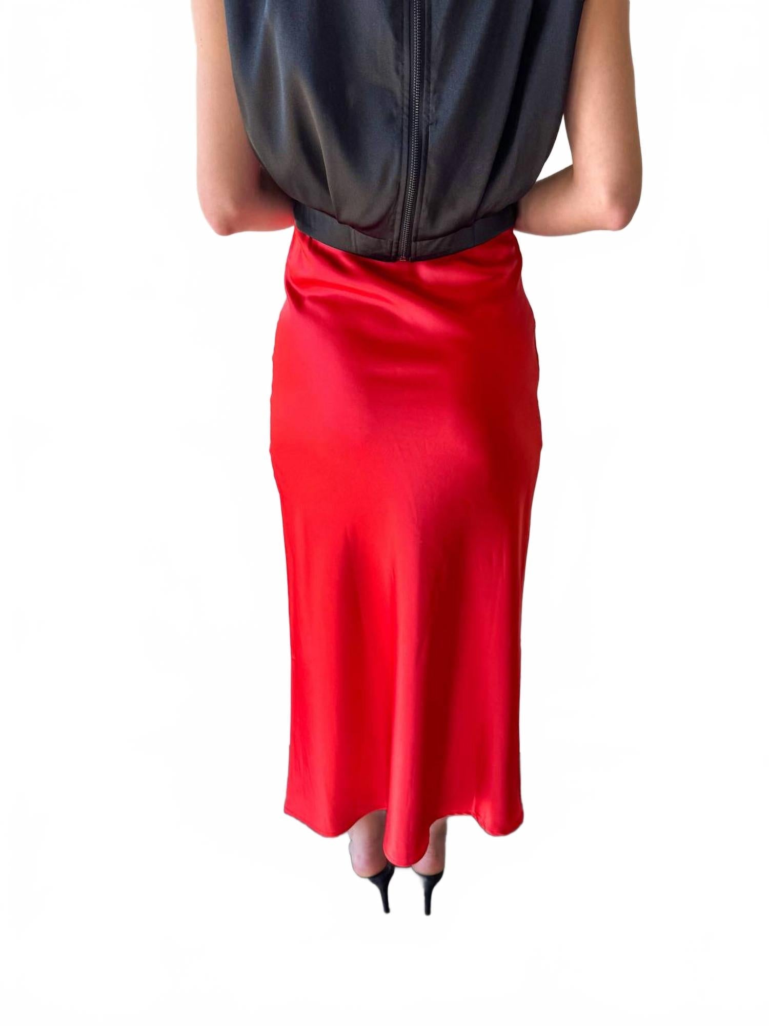 Siren Satin Skirt In Red