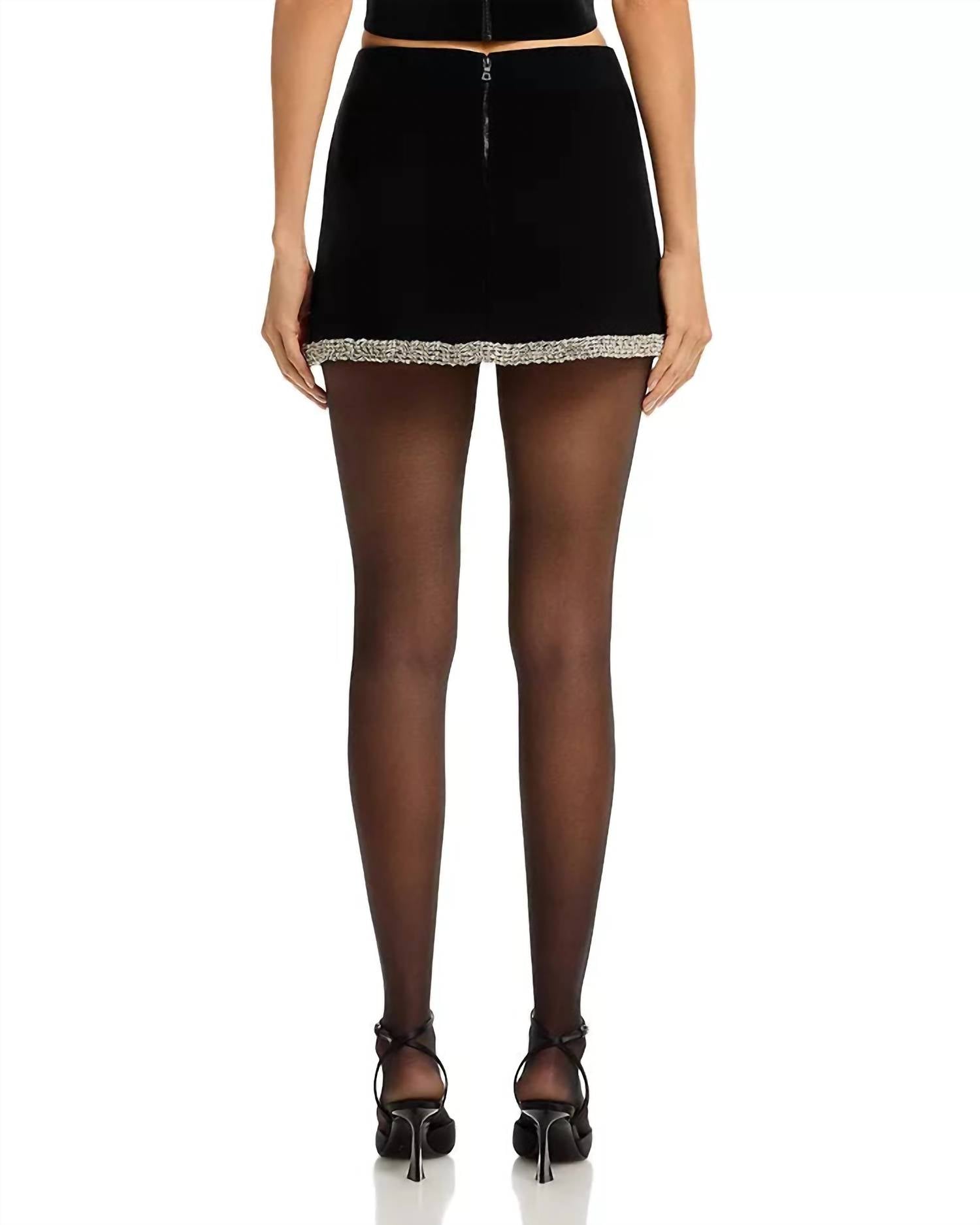 Rubi Embellished Trim Mini Skirt In Black