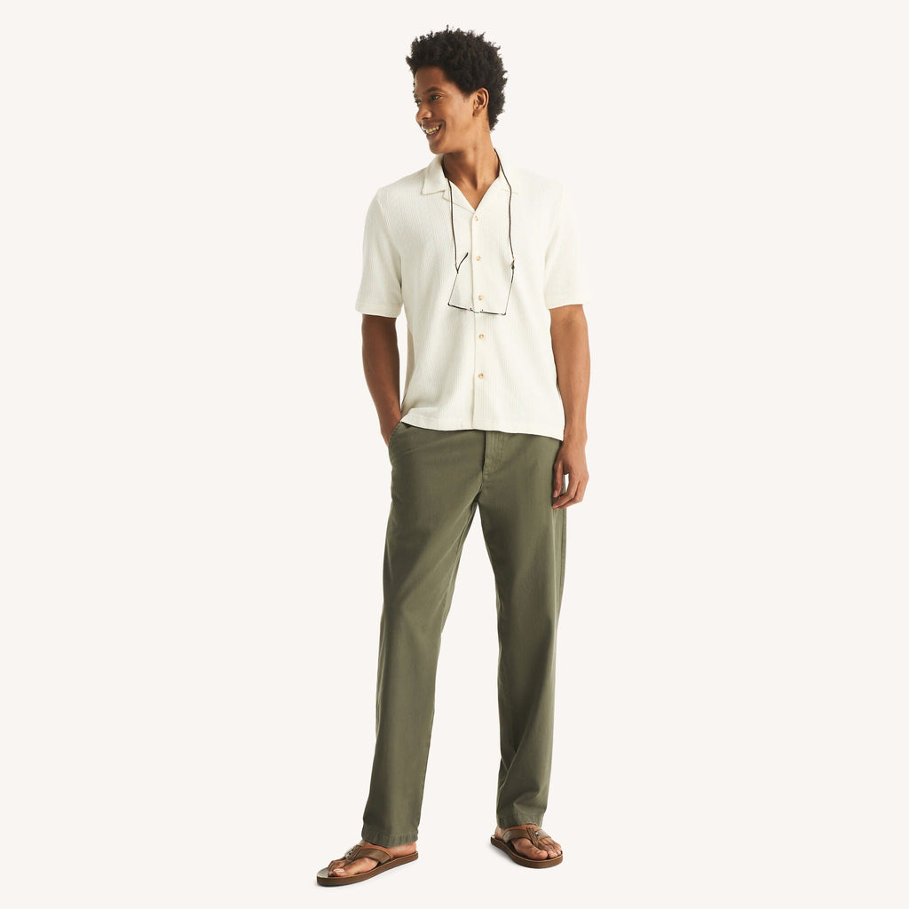 Nautica Mens Classic Fit Textured Button-Front Polo