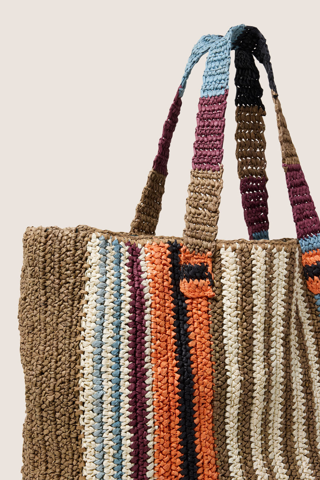 Women's Woven Striped Tote Bag