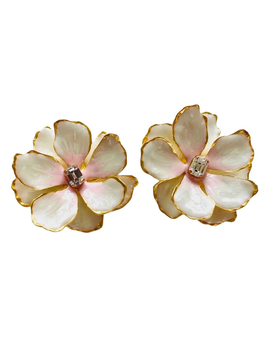 Women's Bride Jewel Box Flower Earrings In Pearl And Pink
