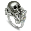 Rhodium + Ruthenium White Metal Ring with Top Grade Crystal in Aurora Borealis (Rainbow Effect)