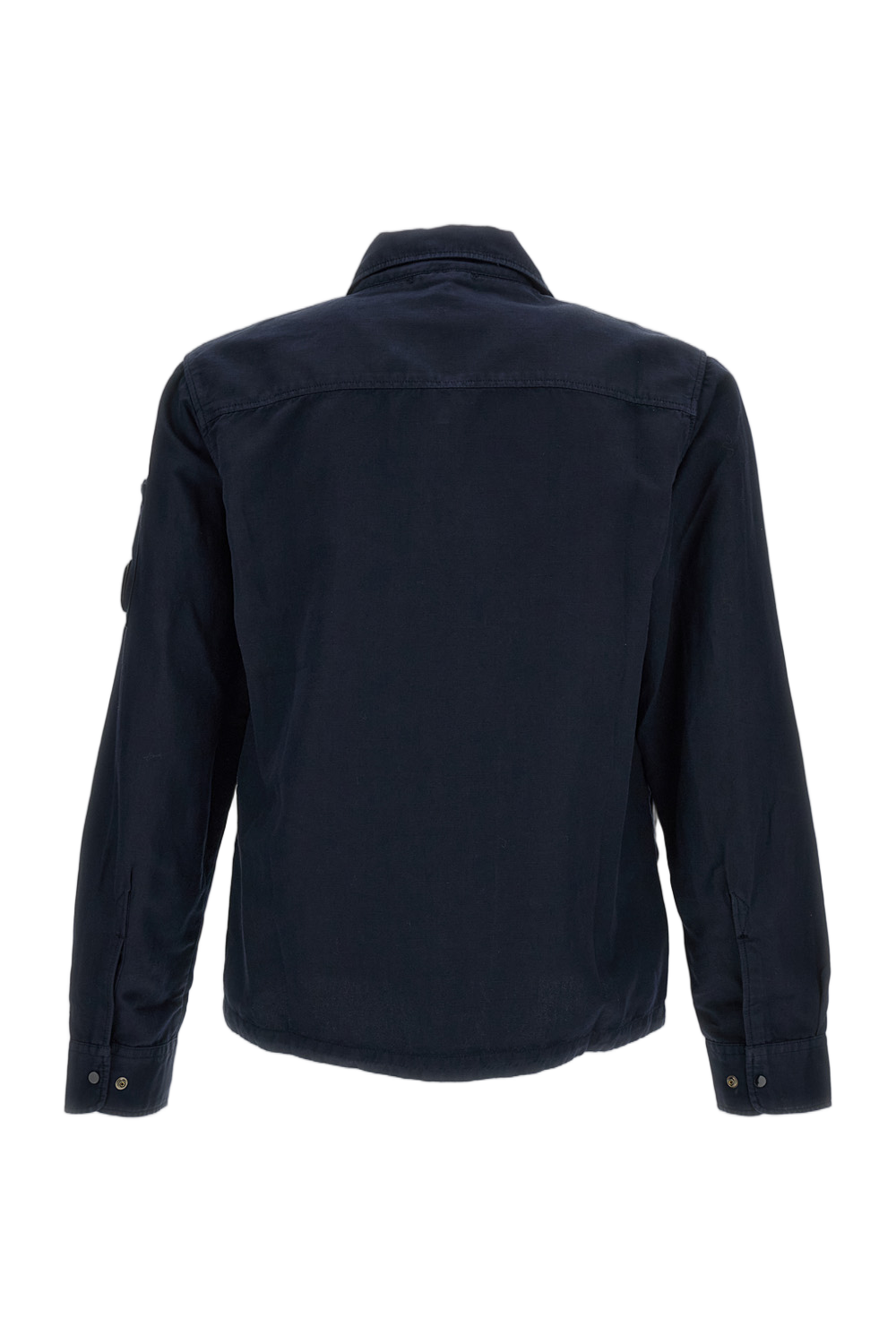 Blue Organic Gabardine Zip Overshirt