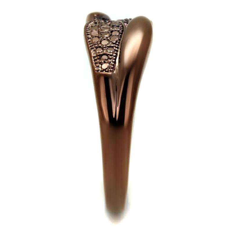 IP Coffee light Brass Ring with AAA Grade CZ in Light Coffee