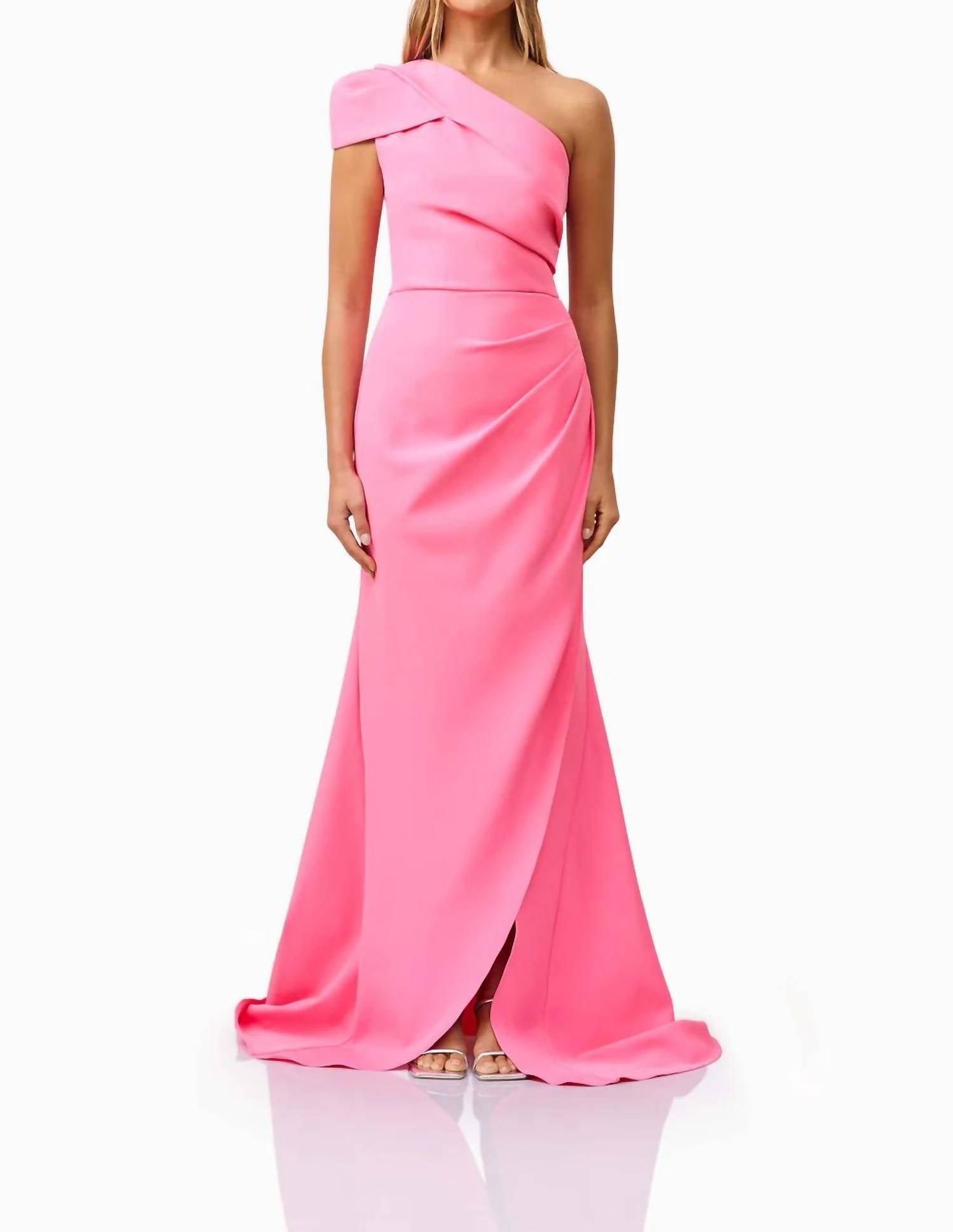 Klara One Shoulder Gown In Pink