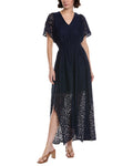 CeCe Smocked Waist Flutter Sleeve Maxi Dress