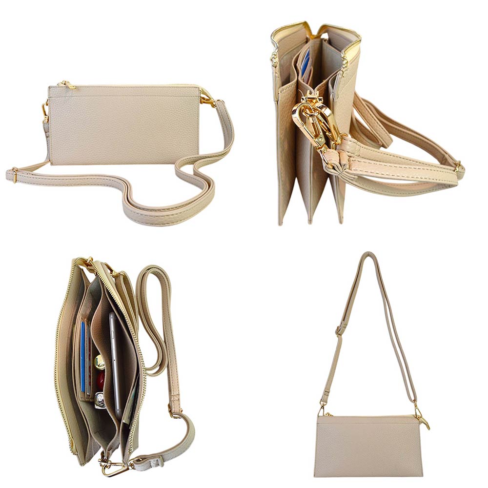 Faux Leather Slim Wallet Crossbody Bag