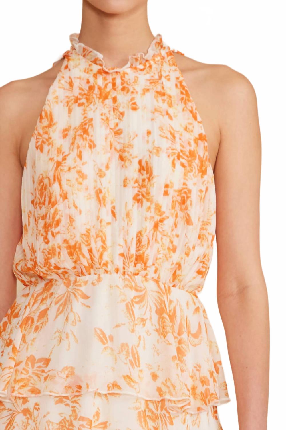 Mari Tiered Dress In Orange Floral