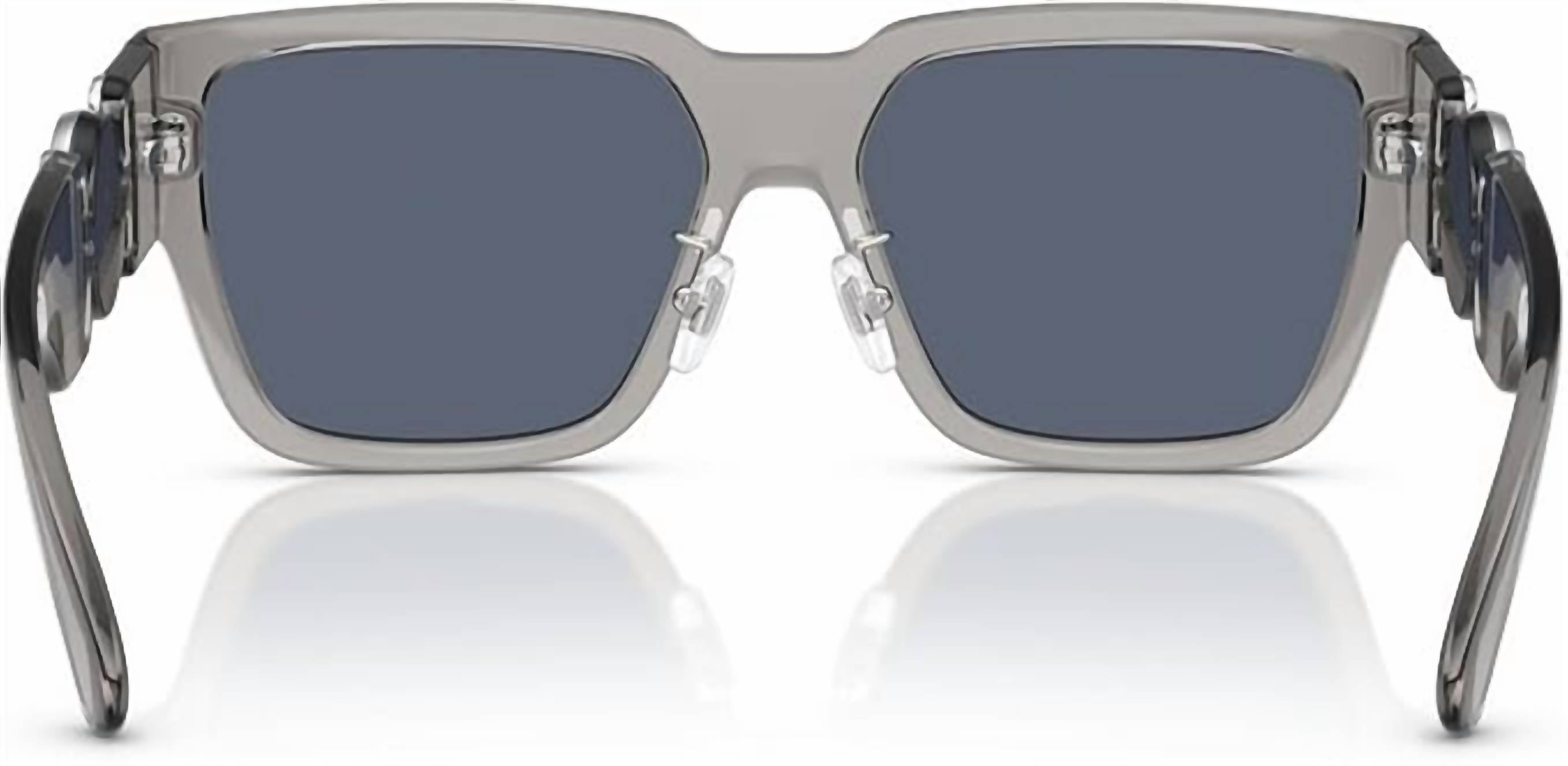 Men's Rectangular Sunglasses In Grey Transparent Dark