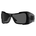 Versace Sunglasses Shield Full Rim, Black Frame And Dark Grey Mirror Blue Lens Ve4451Gb1/55