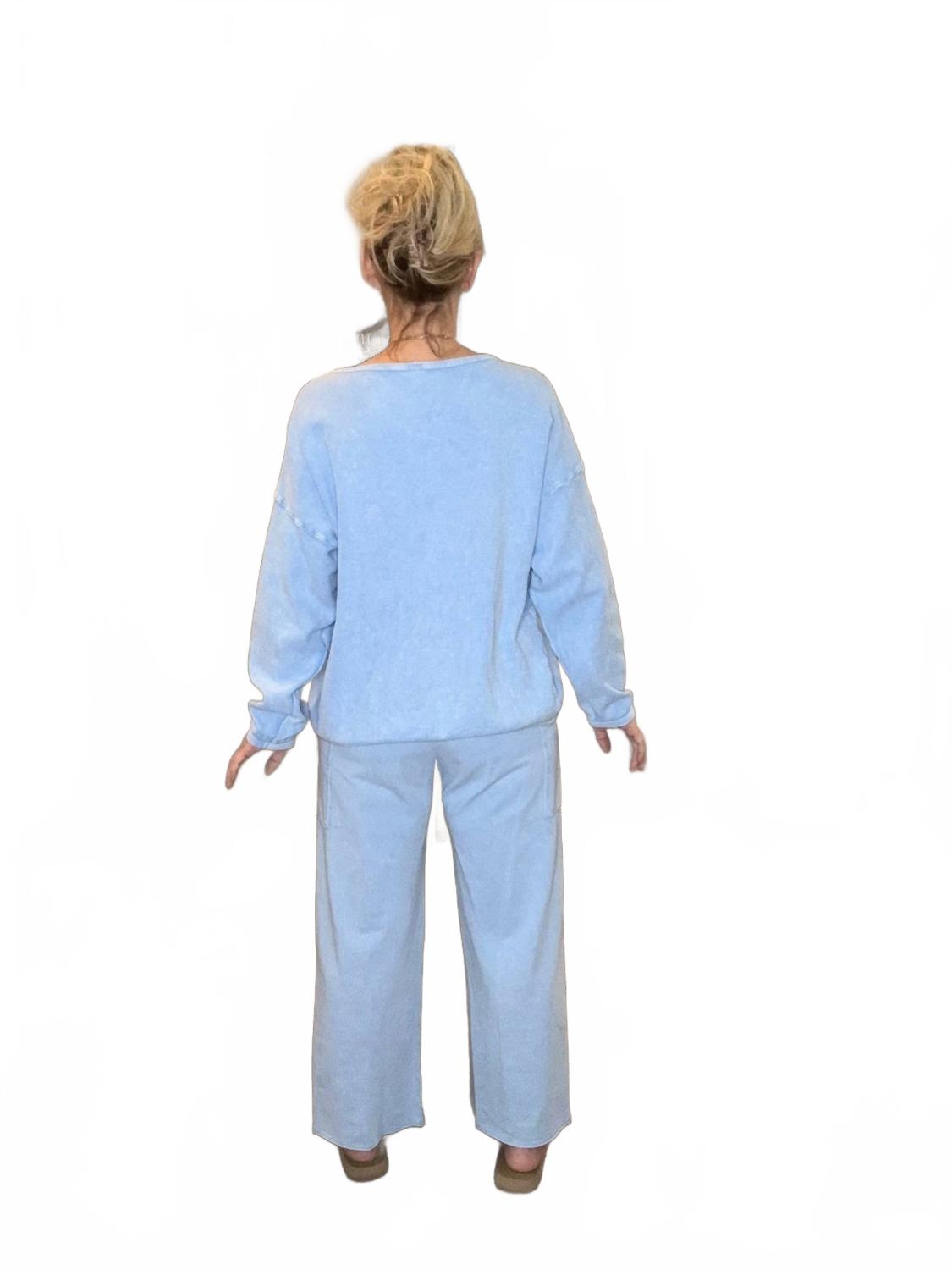 Coastal Catch Terry Bottoms In Sky Blue