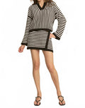 Knitted Wrap Skirt In Black/white