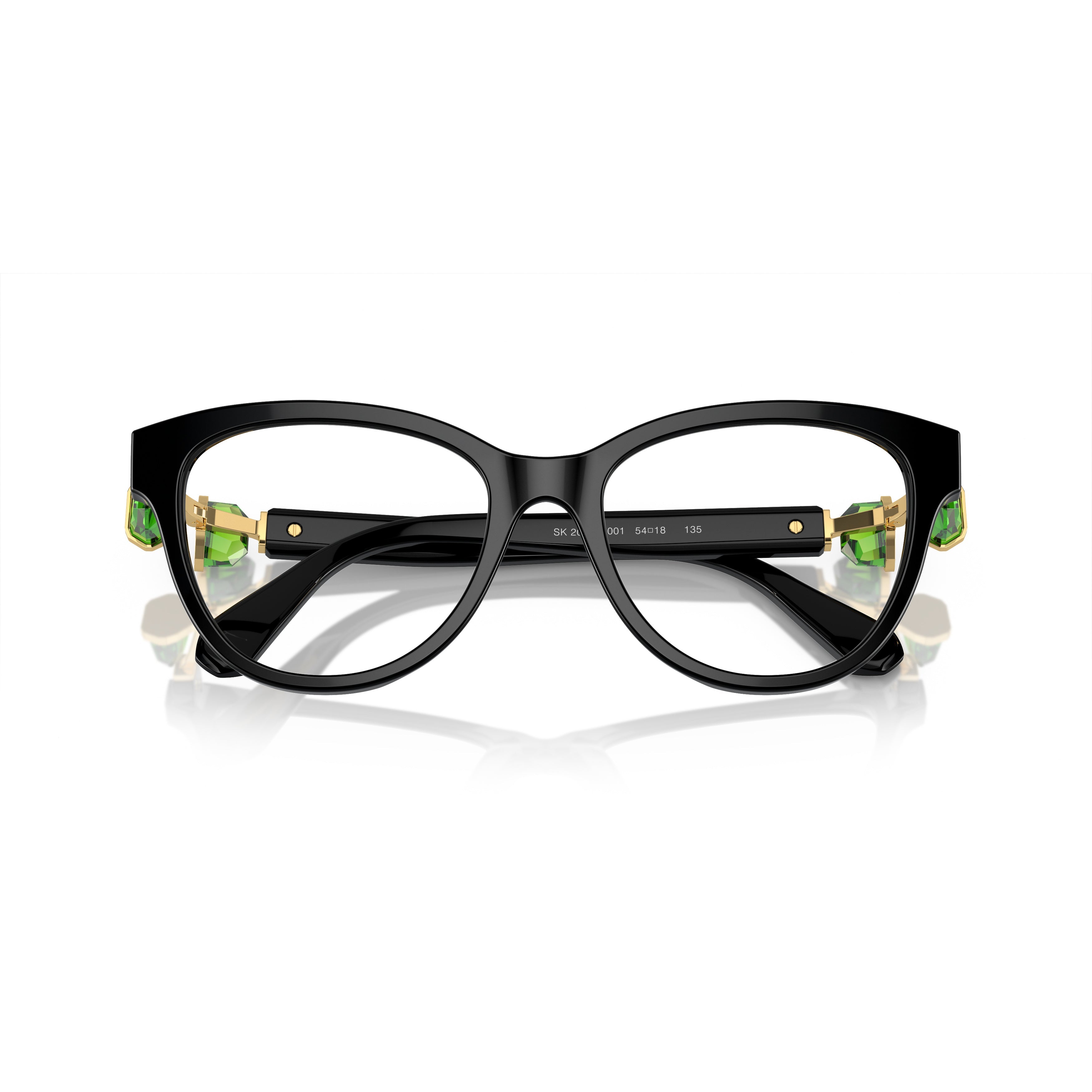Cat-Eye Sunglasses With Green Crystal Accents
