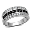 High polished (no plating) Stainless Steel Ring with AAA Grade CZ in Black Diamond