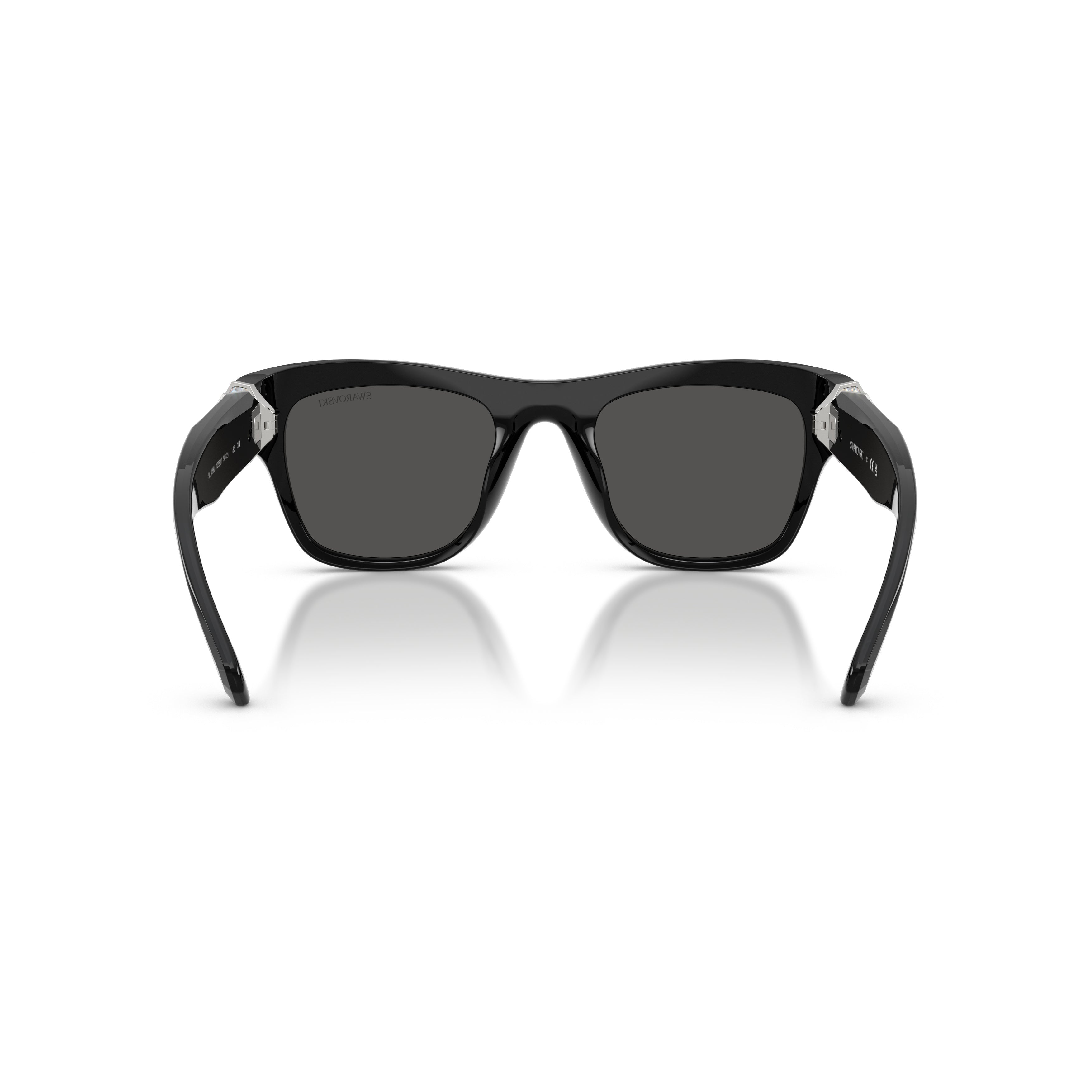 0Sk6056U Rectangular Black Sunglasses with Crystal Embellishments