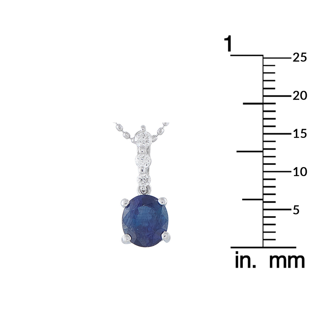 LB Exclusive 18K White Gold 0.10ct Diamond and Sapphire Pendant Necklace MF09-041426